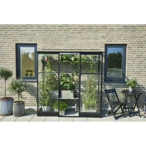 Qube Lean-To 26 F09935 Halls Växthus 1,2 m², svart Kampanj